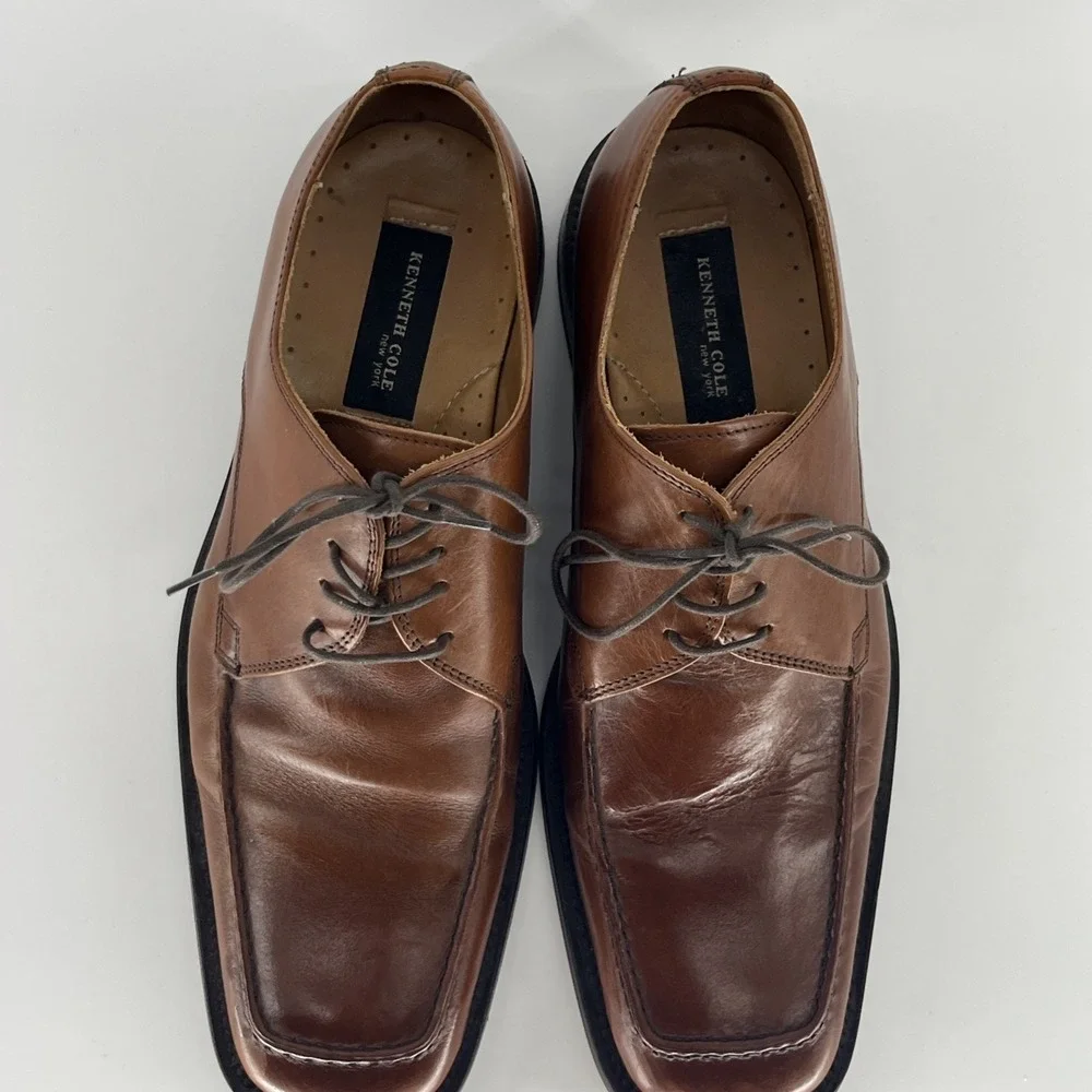 Kenneth Cole New York Men's Brown Leather Oxford Dress Shoes Size 10 -‎ M71174